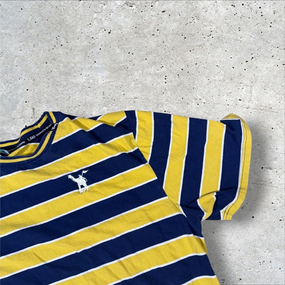 LRG Lifted Research Group Striped T Shirt Mens 3XL Navy Yellow Skate - Picture 3 of 8
